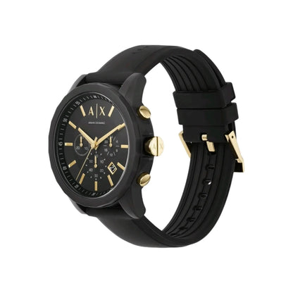 ARMANI EXCHANGE OUTERBANKS BLACK CHRONOGRAPH SILICONE STRAP WATCH AX7105 (M)