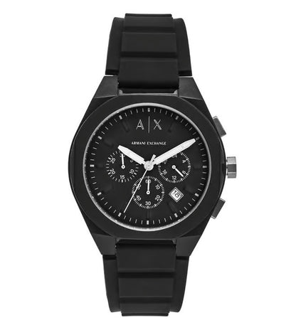 ARMANI EXCHANGE OUTERBANKS BLACK CHRONOGRAPH SILICONE WATCH AX1326 (M)
