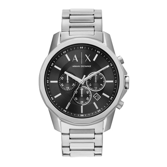 ARMANI EXCHANGE BANKS BLACK DIAL STAINLESS STEEL CHRONOGRAPH WATCH AX1720 (M)