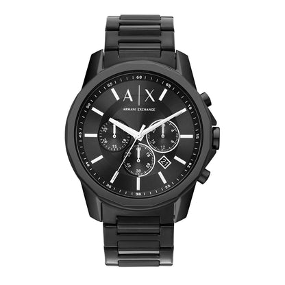 ARMANI EXCHANGE BANKS BLACK DIAL BLACK STAINLESS STEEL CHRONOGRAPH WATCH AX1722 (M)