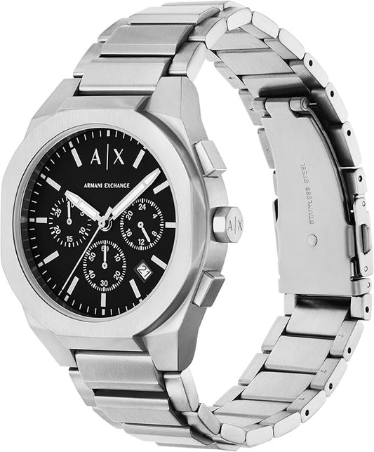 ARMANI EXCHANGE BLACK DIAL STAINLESS STEEL CHRONOGRAPH WATCH AX4186 (M)