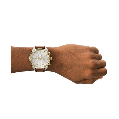 DIESEL MEGA CHIEF BLUE DIAL SILVER STAINLESS STEEL WATCH DZ4665 (M)