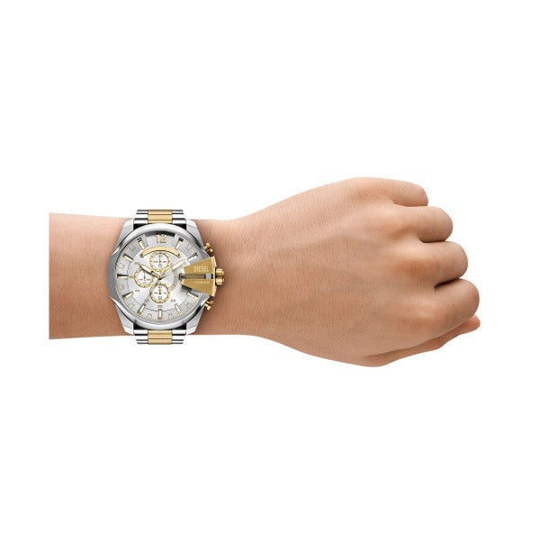 DIESEL MEGA CHIEF SILVER & GOLD TWO-TONE WATCH DZ4701 (M)