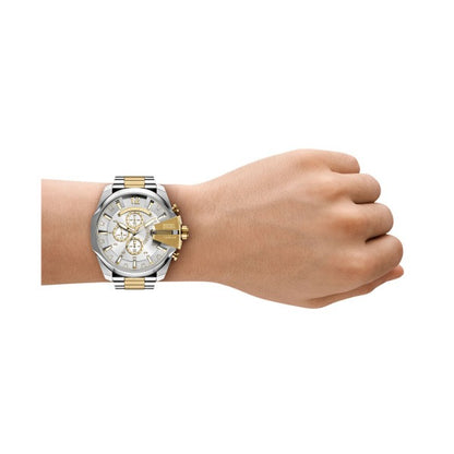 DIESEL MEGA CHIEF SILVER & GOLD TWO-TONE WATCH DZ4701 (M)