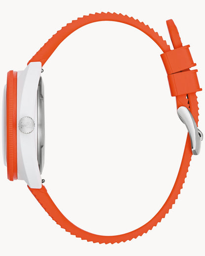 BULOVA WHITE DIAL ORANGE  SNORKEL HYBRID CERAMIC WATCH 98B448 (M)