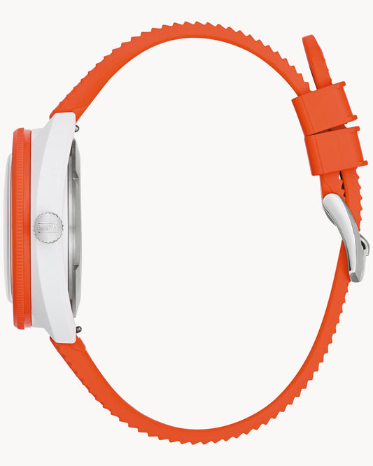 BULOVA WHITE DIAL ORANGE  SNORKEL HYBRID CERAMIC WATCH 98B448 (M)