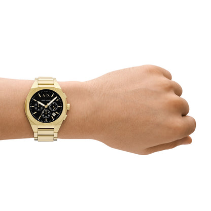 ARMANI EXCHANGE BLACK DIAL GOLD TONE STAINLESS STEEL WATCH AX4180 (M)