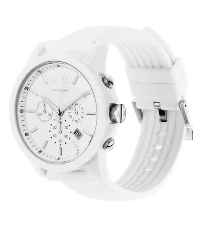 ARMANI EXCHANGE WHITE DIAL WHITE SILICONE CHRONOGRAPH WATCH AX1325 (M)