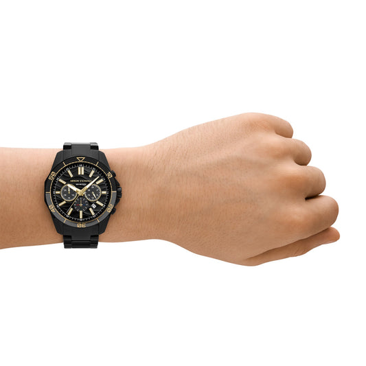 ARMANI EXCHANGE SPENCER BLACK CHRONOGRAPH STAINLESS STEEL WATCH AX1963 (M)