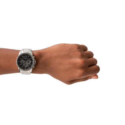 ARMANI EXCHANGE BANKS BLACK DIAL STAINLESS STEEL CHRONOGRAPH WATCH AX1720 (M)