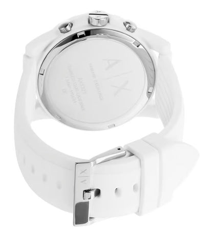 ARMANI EXCHANGE WHITE DIAL WHITE SILICONE CHRONOGRAPH WATCH AX1325 (M)