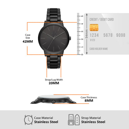 ARMANI EXCHANGE CAYDE BLACK DIAL STAINLESS STEEL WATCH AX2701 (M)