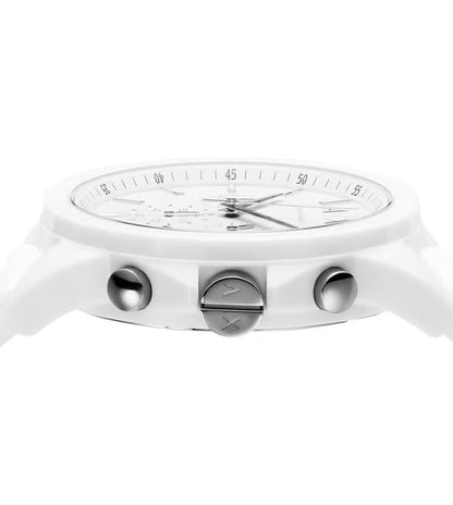 ARMANI EXCHANGE WHITE DIAL WHITE SILICONE CHRONOGRAPH WATCH AX1325 (M)