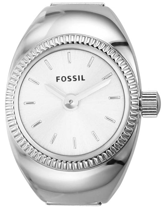 FOSSIL SILVER STAINLESS STEEL WATCH RING, WHITE DIAL ES5245 (W)