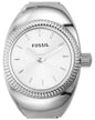 FOSSIL SILVER STAINLESS STEEL WATCH RING, WHITE DIAL ES5245 (W)