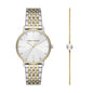 ARMANI EXCHANGE LOLA WHITE DIAL TWO-TONE STAINLESS STEEL WATCH GIFT SET AX7156SET (W)