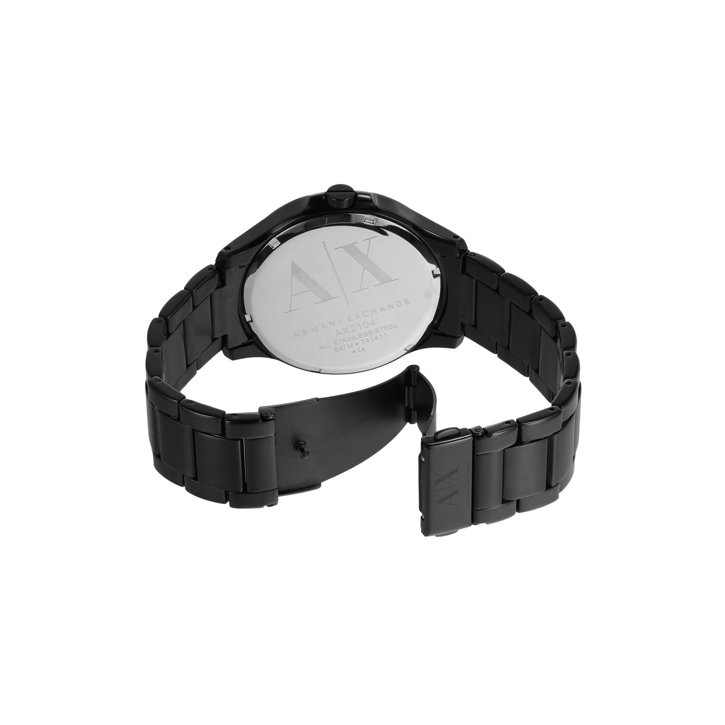 ARMANI EXCHANGE HAMPTON BLACK DIAL STAINLESS STEEL WATCH AX2104 (M)