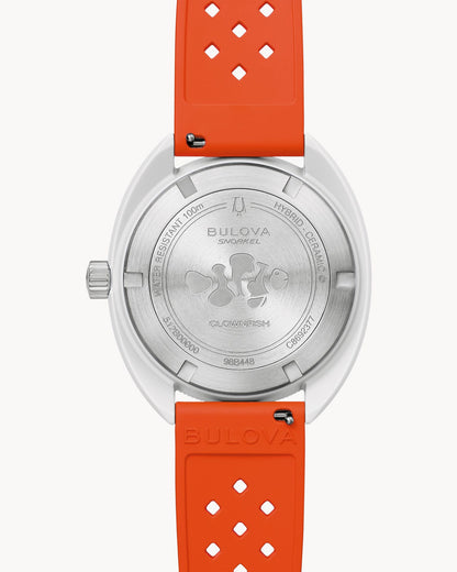 BULOVA WHITE DIAL ORANGE  SNORKEL HYBRID CERAMIC WATCH 98B448 (M)