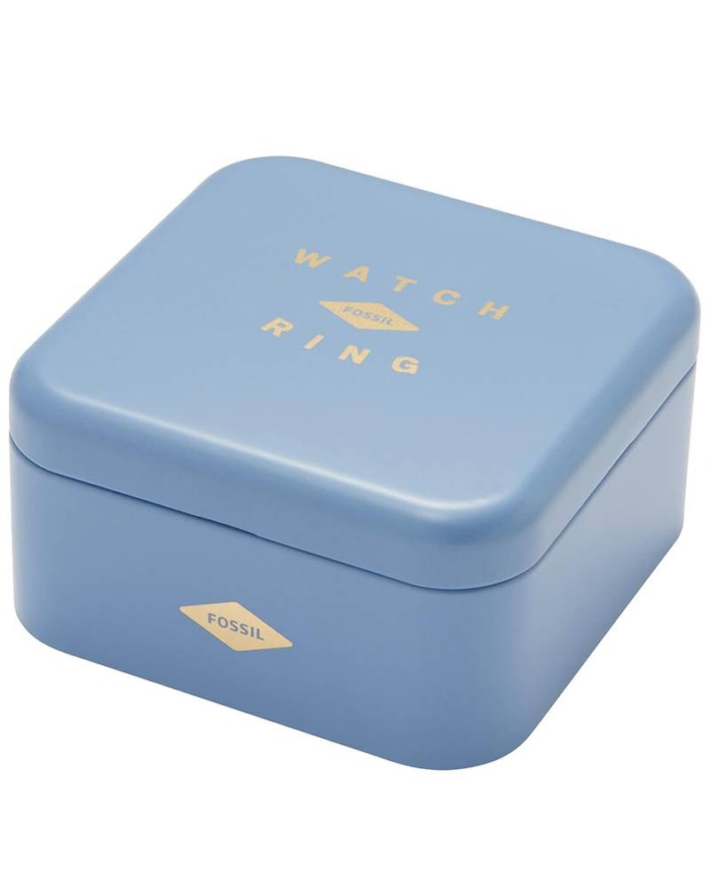 FOSSIL SILVER STAINLESS STEEL WATCH RING, WHITE DIAL ES5245 (W)