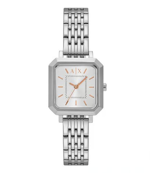ARMANI EXCHANGE SILVER RECTANGULAR DIAL STAINLESS STEEL WATCH AX5724 (W)
