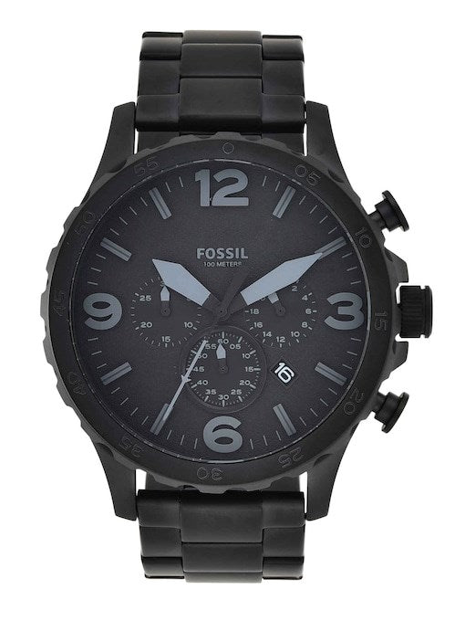 FOSSIL NATE CHRONOGRAPH BLACK STAINLESS STEEL WATCH - JR1401