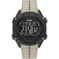 GUESS MEN'S BLACK STAINLESS STEEL, BEIGE SILICONE | GW0342G2