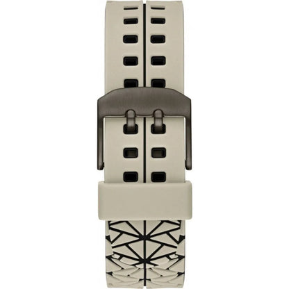 GUESS MEN'S BLACK STAINLESS STEEL, BEIGE SILICONE | GW0342G2