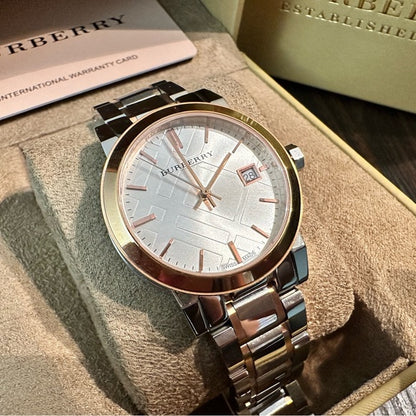 Burberry The City BU9105 Ladies Silver Rose Gold Watch