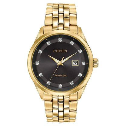 CITIZEN ADDYSEN - MEN'S ECO-DRIVE STEEL BLACK DIAL WATCH