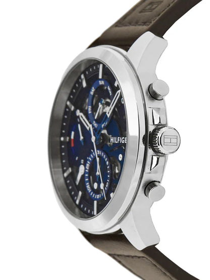 TOMMY HILFIGER - MEN'S 'HENRY' SKELETON DIAL LEATHER STRAP WATCH - 1710476