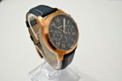FOSSIL GRANT CHRONOGRAPH NAVY LEATHER WATCH - FS4835