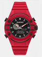GUESS RED QUARTZ WATCH WITH SILICONE BRACELET