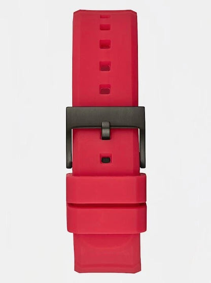 GUESS RED QUARTZ WATCH WITH SILICONE BRACELET