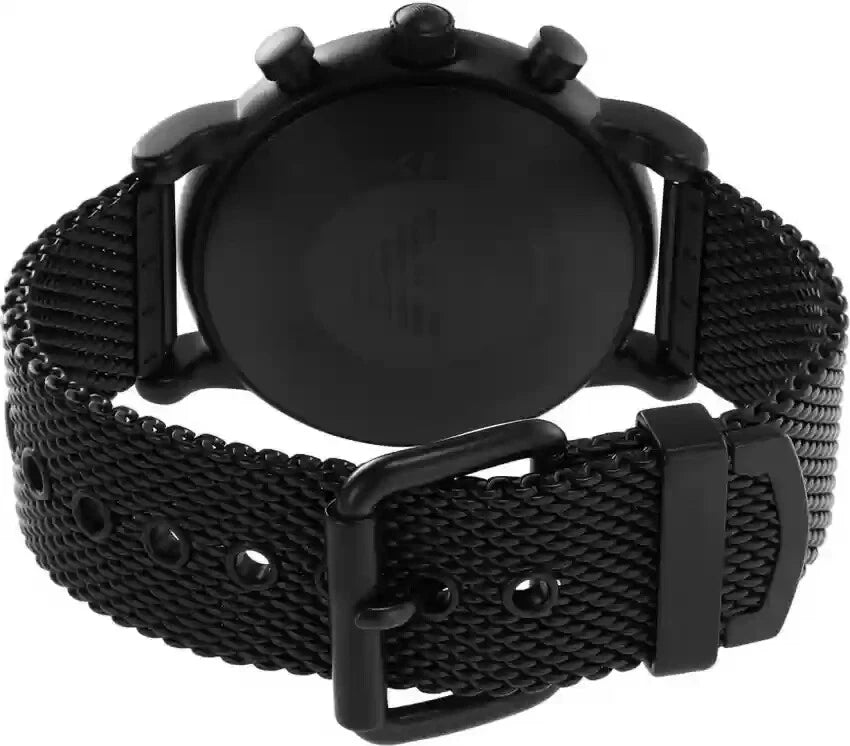 EMPORIO ARMANI BLACK AND GREEN STEEL CHRONOGRAPH WATCH